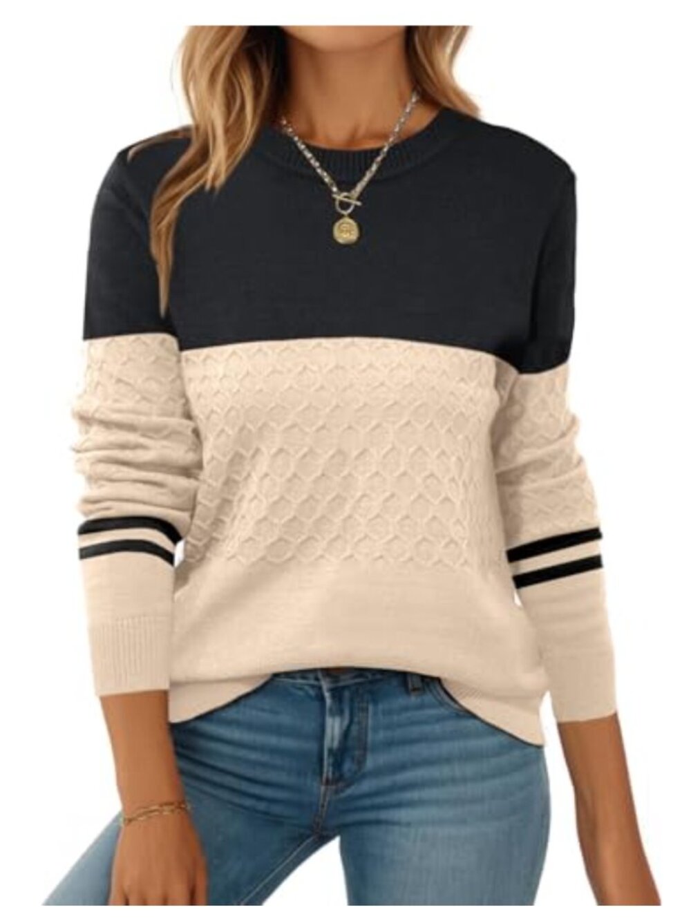 Women's Lightweight Ribbed Knit Pullover Sweater Long Sleeve Crew Neck